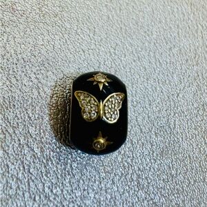 14kt Black and Diamond Butterfly Bead for Necklace